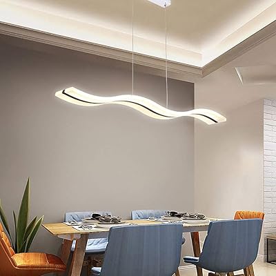 Buy Modern Wave Led Pendant Light Dimmable Fixture Modern Led Chandelier Led Hanging Light Fixture For Contemporary Living Room Dining Room Kitchen Island Table Dimmable Remote Control Online In Indonesia B086x36bkk