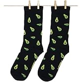 Roits Avocado Black Socks Men Women - Fun Patterned Cool Funny Happy Colorful Gift Funky Design Graphic Accessories Fruit