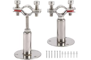 HighFree Stainless Steel Wall Mount Ceiling Mount Pipe Supports, 2 Pack Adjustable Pipe Bracket Clamp Pipe Straps with Screws fit for Diameter 19mm (1/2-inch) Pipe Tube