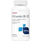 GNC Vitamin B-12 1500mcg, Supports Energy Production, 90 Capsules | Supports Carbohydrate Metabolism, Aids Red Blood Cell Formation, Gluten-Free, Sodium Free, Free of Sugar and Starch