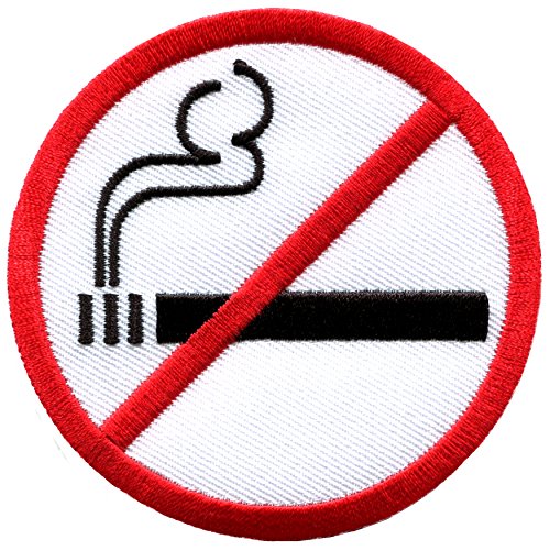 No Smoking sign symbol warning cigarettes smoke embroidered applique iron-on patch new