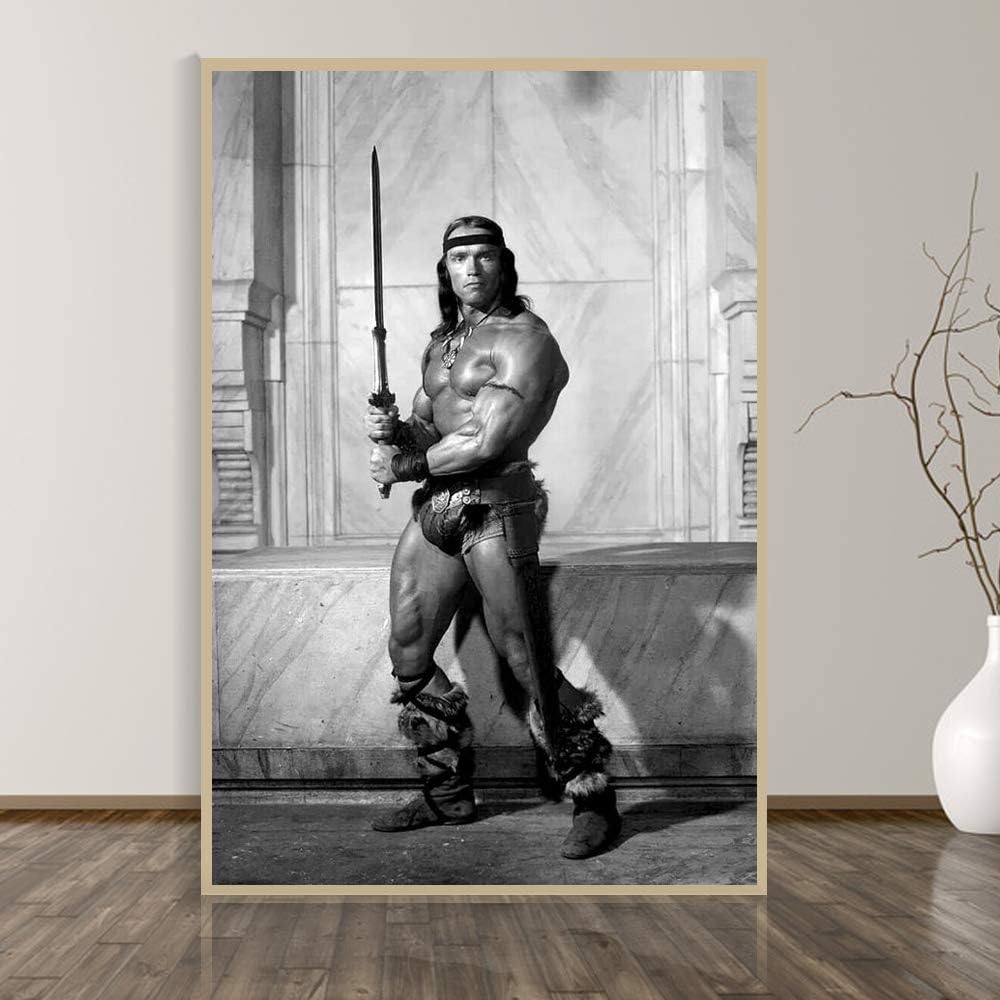 yhyxll Arnold Schwarzenegger Bruce lee Bodybuilding Motivational Kungfu Poster Print Wall Art Picture Canvas Painting for Living Room E 60X80cm
