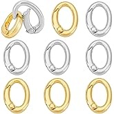 PH PandaHall 12Pcs Oval Jewelry Clasps, 18K Gold/Platinum Plated Spring Ring Bail Connector Oval Carabiner Snap Clasps Necklace Bracelet Closures Enhancer for DIY Jewelry Crafts Making