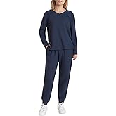 Latuza Women's Petite Waffle Knit Lounge Set Petite Length Pajamas