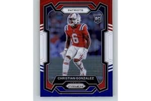 2023 Panini Prizm Prizm Red White Blue #369 Christian Gonzalez RC Rookie Patriots Football Trading Card