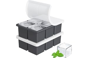 Large Ice Cube Tray for Whiskey: FDDBI Silicone Ice Cube Trays with Lid - 2Pack Big Square Old Fashioned Ice Cube Maker for Cocktail - 2inch Huge Cubed Ice Trays for Whisky