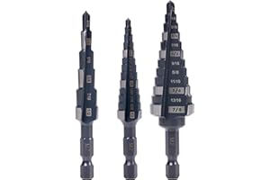 Jerax tools M2 HSS Quick Change 1/2", 1/2" & 7/8" Step Drill Bit Set Double Fluted Drill Bits for Hole Drilling in Stainless Steel, Copper, Aluminum, Wood, Plastic……