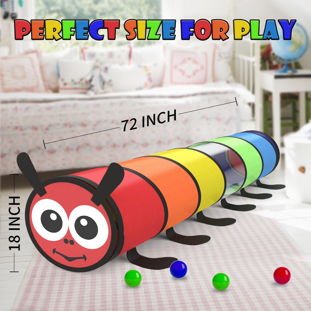 Kids Play Tunnel for Toddlers 1-3 Colorful Pop Up Baby Tunnel for Kids to Crawl Through 6 Foot with Breathable Mesh Collapsible Toddler Toys Gift for Children or Dog