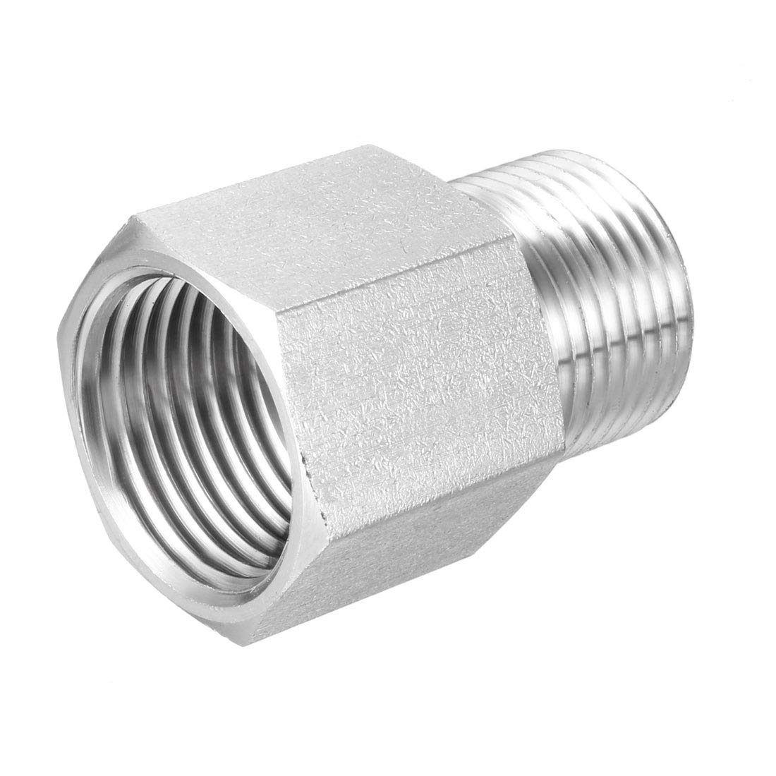 uxcell Pipe Fitting Reducer Adapter M20X1.5 Male to 1/2 G Female, Stainless Steel for Water Oil Air Pressure Gauge