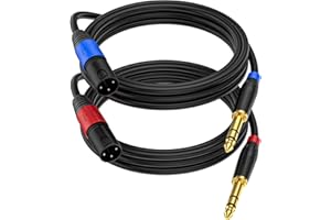 Jozzai (2Pack / 6.6 FT) XLR Male to 1/4 Inch (6.35mm) TRS Mono Jack Microphone Cable, Balanced 3 Pin XLR to Quarter inch TRS Plug Mic Cord for Dynamic Microphone