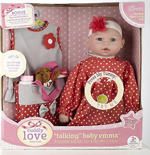 Amazon.com: NUEVO. 18-Inch suave. Huggable Talking Baby Doll Emma Incluye Animal de peluche ropa, bolsa de pañales, la botella, manta y amigo: Toys \u0026 Games