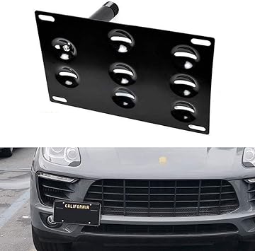 Amazon Com Ijdmtoy No Drill Front Bumper Tow Hook License Plate Mounting Bracket Adapter Kit Compatible With 2014 Up Porsche Macan 2016 Up Audi Q7 Automotive