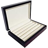 4 Less Co Cufflink Storage Box Case Display Wood Ring Organizer - Ebony 4091EB