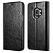 Xoomz Galaxy S9 Wallet Case, Vegan Leather Folio Flip Cover with Kickstand and Credit Card Slots for Samsung S9 (2018) 5.8 Inch (Black)