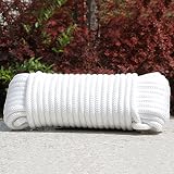qixiang 30M White Nylon Rope 6MM Solid Braided Cord for Camping Garden view 2