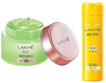 Lakme 9 to 5 Naturale Aloe Aquagel, 50g & Lakme Sun Expert SPF 24 PA Fairness UV Sunscreen Lotion, 60ml