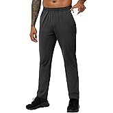MIER Mens Athletic Sweatpants for Workout Gym Running Jogging Active Lightweight Track Sweat Pants, 3 Zipper Pockets Bottoms