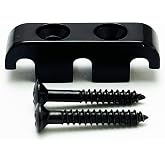 OVSAL Electroplated Black Bass Head Retainer Electric Bass 3-String Retainer Bass Retainer with Mounting Screws String Tree Bass String Parts