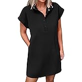 ANRABESS Women Summer Shirt Dress Casual Short Sleeve Henley Neck Mini Shift Tunic Dresses 2026 Beach Vacation Cruise Clothes
