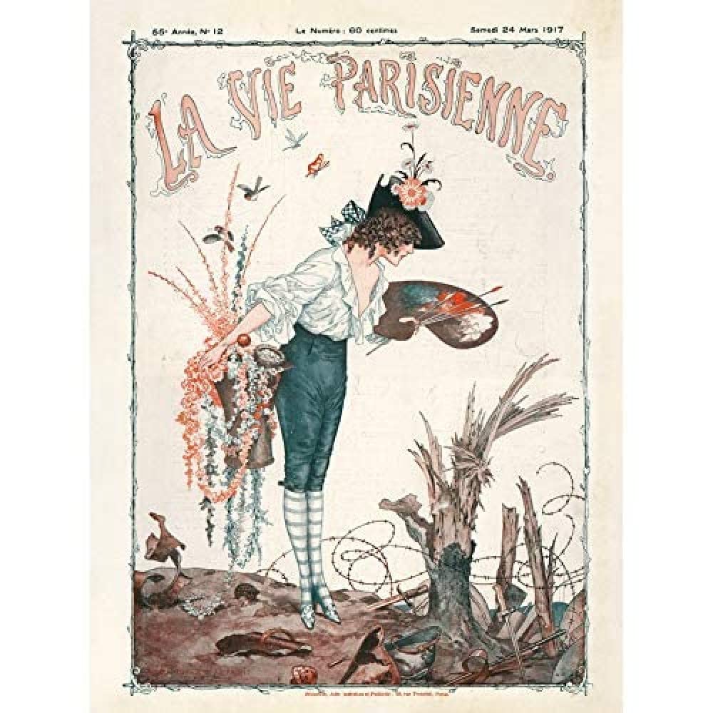 Artery8 La Vie Parisienne Spring 1917 WW1 Trench Magazine Cover Art Print Canvas Premium Wall Decor Poster Mural