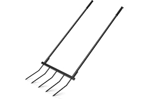 Powerber Broadfork Garden Tool Heavy Duty, 5 Tines Broad Fork for Gardening, U-Shaped Garden Fork for Loosening Soil, 20 in. 