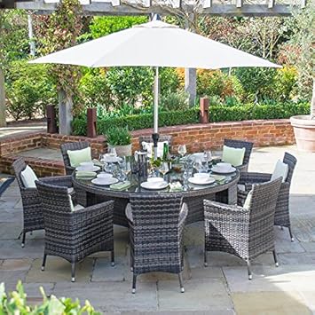 Nova Outdoor Living Amelia Rattan 8 Seat Dining Set Brown Flat