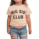 GLIGLITTR Big Sister Shirt Big Sis Club Tshirt Toddler Girl Promoted to Big Sister Announcement Outfit Sibling Reveal Tee Top