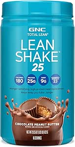 GNC Total Lean | Lean Shake 25 Protein Powder | High-Protein Meal Replacement Shake | Chocolate Peanut Butter | 16 Servings