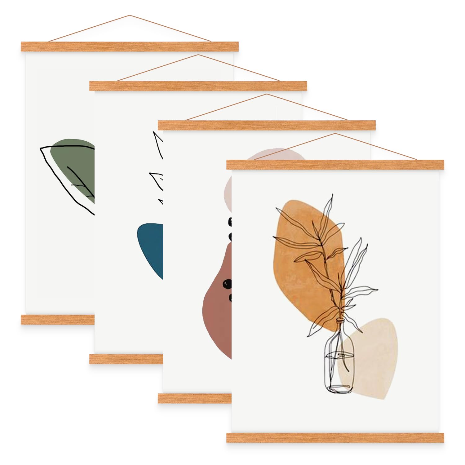 Sanauto Set of 4 B1 Poster Strips, Poster Rail, Magnetic Wooden Poster Hanger, Frame Strips, Picture Frame, 70 x 100 cm, 70 x 50 (71 cm, Teak, 4 Packs)