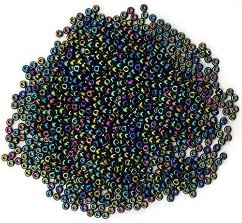 Cousin Czech Glass Beads, 11/0 Iridescent Green Iris Seed Beads, 10 grams