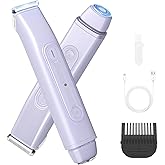 QREEYX Bikini Trimmer Electric Razors for Women, 2-in-1 Dual-Head Cordless Body Hair Trimmer Facial Hair Removal for Face Lip Chin Pubic Underarm Legs, IPX6 Waterproof, Gifts for Women