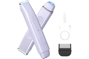 QREEYX Bikini Trimmer Electric Razors for Women, 2-in-1 Dual-Head Cordless Body Hair Trimmer Facial Hair Removal for Face Lip Chin Pubic Underarm Legs, IPX6 Waterproof, Gifts for Women