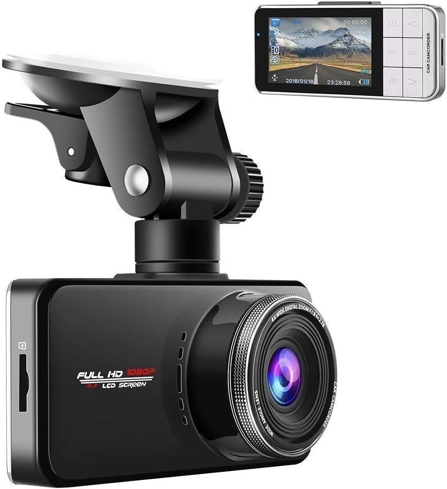 Emmabin Car Dash Cam 1080P Car Camera, Car Video Recorder Camera Supercapacitor, WDR Night Vision Dashboard, Full-HD 170 Wide Angle 2.7 inch LCD Screen USB Charging Vehicle Video Camera Loop Recording