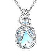 VONALA Sterling Silver Buuny/Koala/Hamster/Dragonfly/Octopus Moonstone Pendant Necklace Animal Jewelry Gifts for Women Girls Teens Birthday