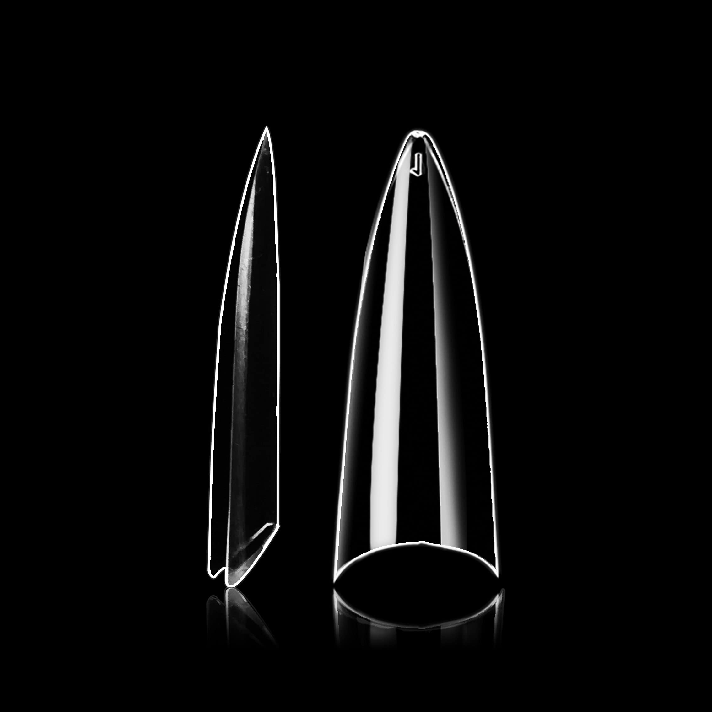 VIVACE Clear Stiletto 500 Acrylic False Fake Gel Nail Tips With Clear Plastic Case for Nail Salon Nail Shop (Clear Stiletto) - Image 6