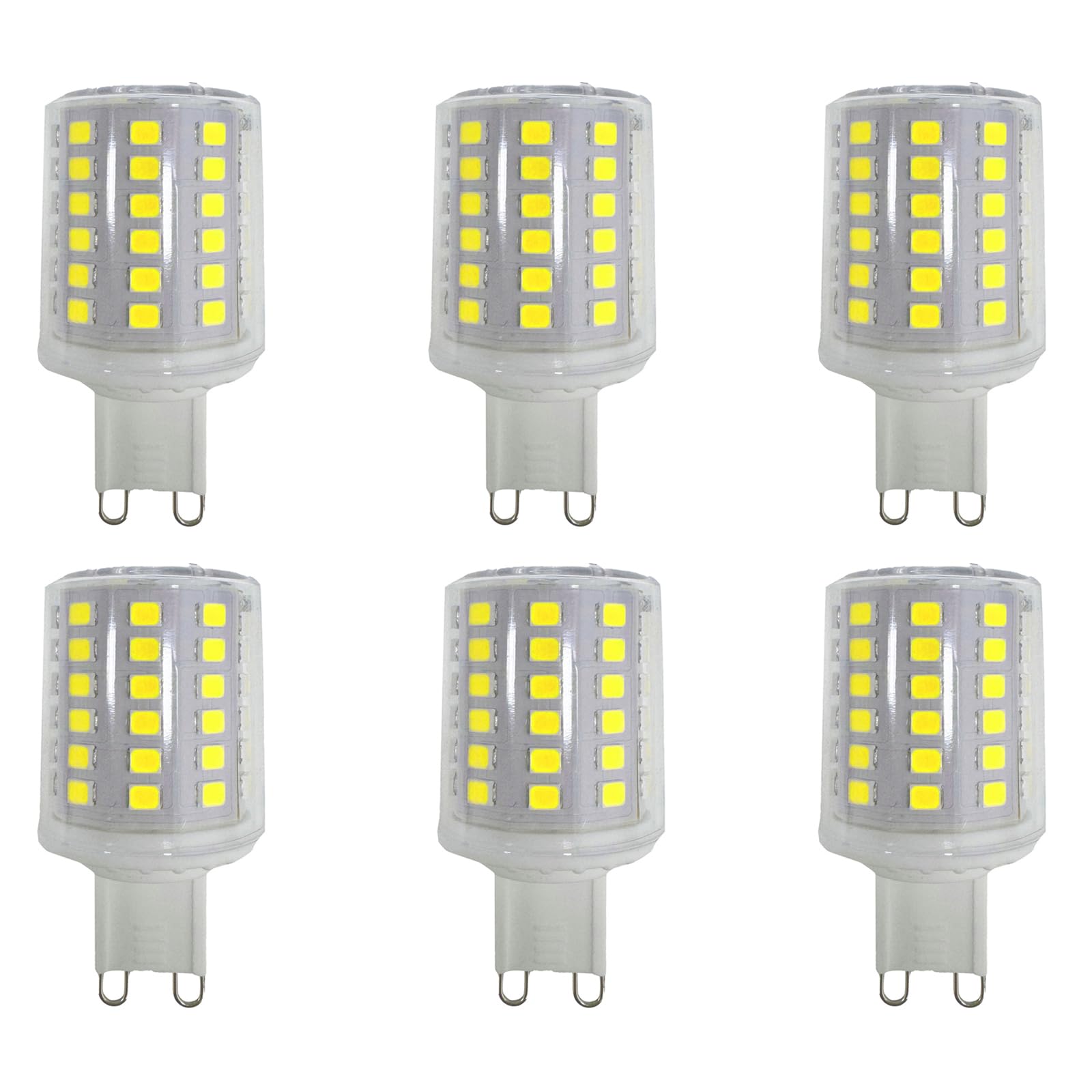Jiotouhu G9 9W LED Bulbs 900LM 68 X 2835 LED SMD Equivalent to 90W Halogen Bulbs Cold White 6000K G9 Bulbs Energy Saving Light 360° Beam Angle No Flicker Non Dimmable - 6 Pack