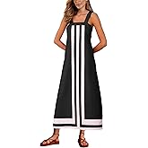 Ailoqing 2026 Women Bohemian Summer Casual Color Block Maxi Beach Overall Dress Coverups
