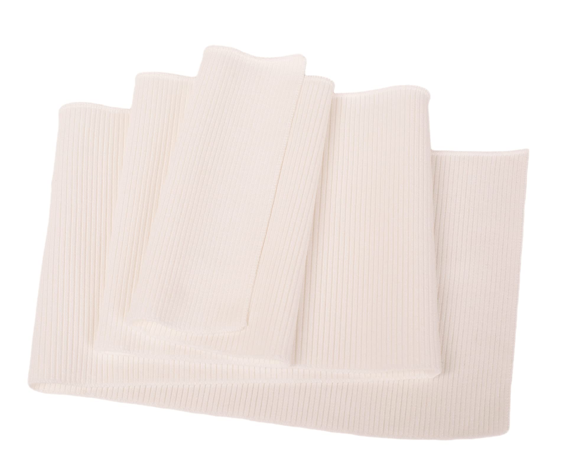 TinaKim Rib Fabric for Cuffs,Jacket Waistbands Collar Cuffs Hem Trim Material (White, 36x6in)