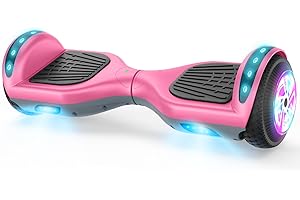 LIEAGLE Hoverboard, 6.5" Self Balancing Scooter Hover Board with Wheels LED Lights for Kids Adults(Pink&Grey)