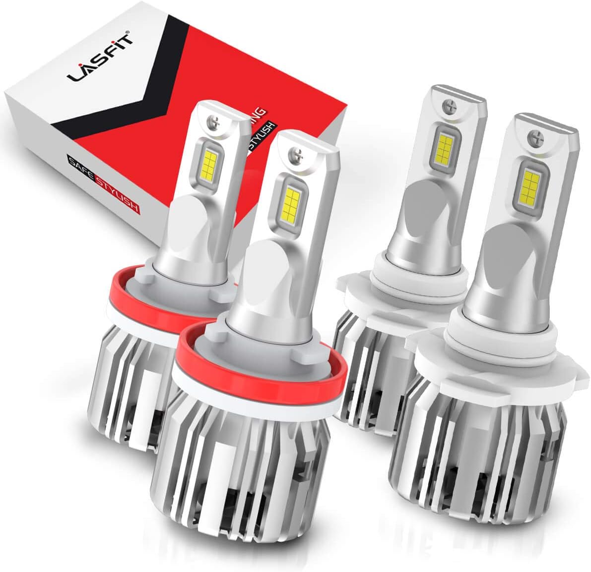LASFIT H11 9005 LED Headlight Bulbs Combo Package, H8 H9 Low Beam HB3
