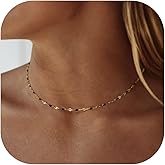 AiviGirl Gold Necklaces for Women Trendy, 14K Gold Plated Dainty Lip Chain Simple Choker Hypoallergenic Waterproof Boho Necklace Fashion Accessories Women Jewelry for Christmas Gifts