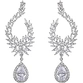 DIAMANTIO 18K White Gold Plated Cubic Zirconia Drop Earrings – Elegant Teardrop Crystal Dangle Earrings for Women, Wedding & Party Statement Jewelry