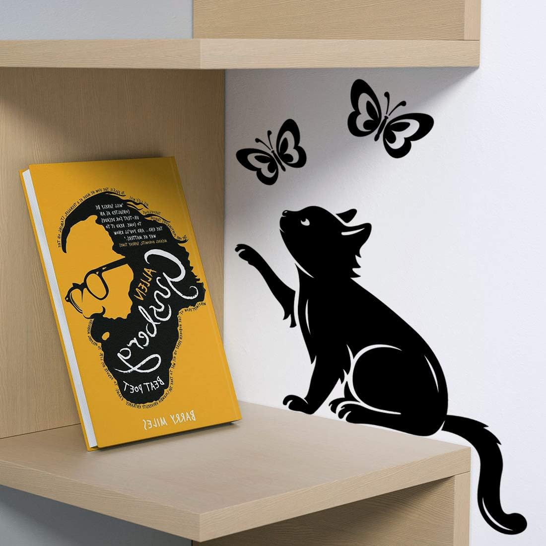 Cat Butterflies Wall Sticker Art Butterfly Decal Decor Vinyl Home Decoration Living transfers Cats Living Room Painting Kitchen Pets Animals Stickers Design Poster Tree Decals Wallpaper DIY Mural - Image 4