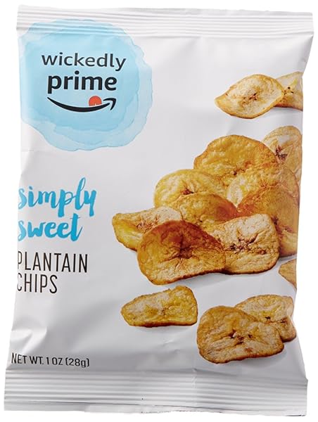 WICKEDLY PRIME PLANTAIN CHIPS, SIMPLE & SLIGHTLY SWEET, SNACK PACK, 1 OUNCE (PACK OF 36)