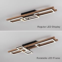 Lingkai 39.3" LED Modern Ceiling Lights Wooden
