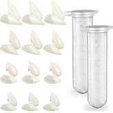Zhanmai 12 Pairs Vampire Teeth Fangs 4 Sizes Halloween Party Accessories | Fake Vampire Fangs for Cosplay, Halloween Party Costume Accessories, Masquerade Dress up Favors, 12 Pairs 4 Sizes 2 Pellets
