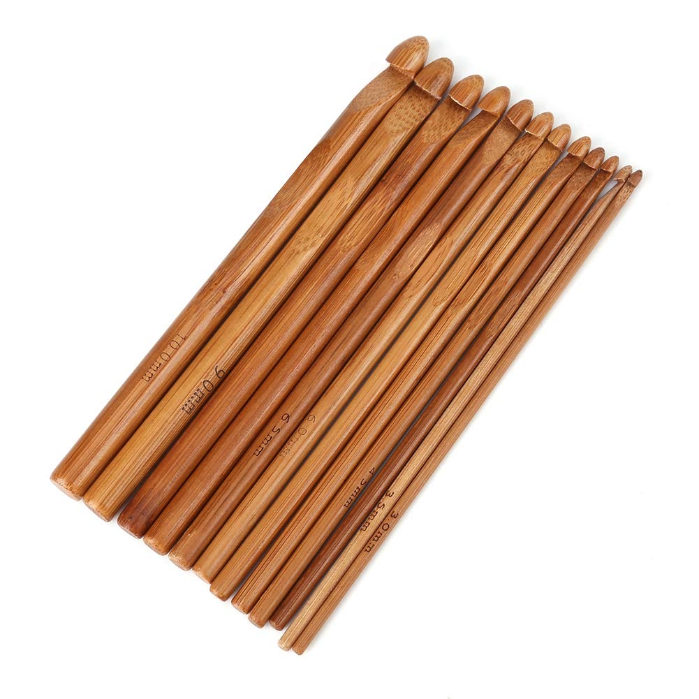 12pcs Carbon Knitting Needles Carbonized Bamboo Knitting Needle Set Bamboo Knitting Needles Carbonized Crochet Hooks Crochet Hooks Sweater Needles Yarn Weaving Tool