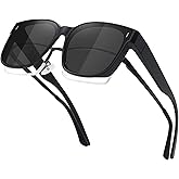 MEETSUN Oversized Fit Over Glasses Sunglasses for Women Trendy Large Square Polarized Sun Glasses for Driving