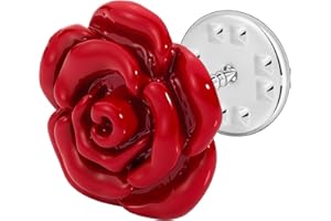 TAIGRAMA Rose Flower Brooch Pins for Women Men, Fashion Brooches and Pins for Women Lapel Pin for Men Suits Elegant Red Flower Brooches for Christmas Halloween Wedding Birthday Party Gift