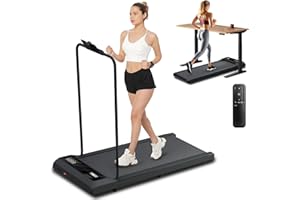 Canisflax Treadmill with Handle Bar, 2.5HP Walking Pad with Handle, Portable Under Desk Treadmill for Home Office, 300LBS Capacity, Adjustable Incline, Large LED Display, Remote Control